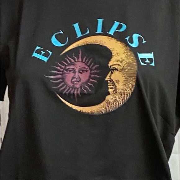 Black Celestial Sun Short Sleeve Cropped Top NEW - Picture 4 of 4